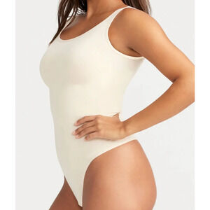Essentials by Tummy Tank Ivory Bodysuit S/M Shapewear Firm Compression Slimming